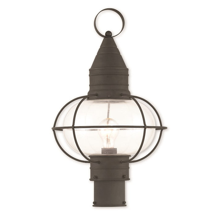 Livex Newburyport 1 Light Outdoor Post Top Lantern, Black/Clear - 26905-04