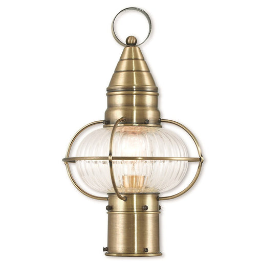 Livex Newburyport 1 Light 15" Outdoor Post Top Lantern, Antique Brass - 27002-01