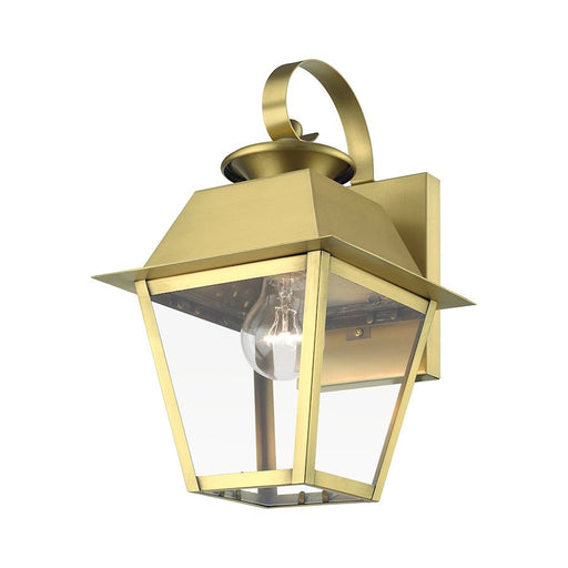 Livex Wentworth 1 Light Outdoor Small Wall Lantern, Brass/Clear - 27212-08