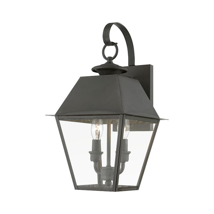 Livex Wentworth 2 Light Outdoor Medium Wall Lantern, Charcoal/Clear - 27215-61