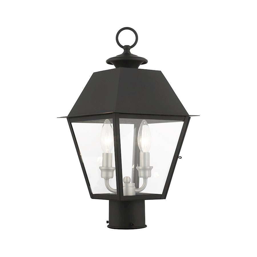 Livex Mansfield 2 Light Outdoor Post Top Lantern, Black - 27216-04