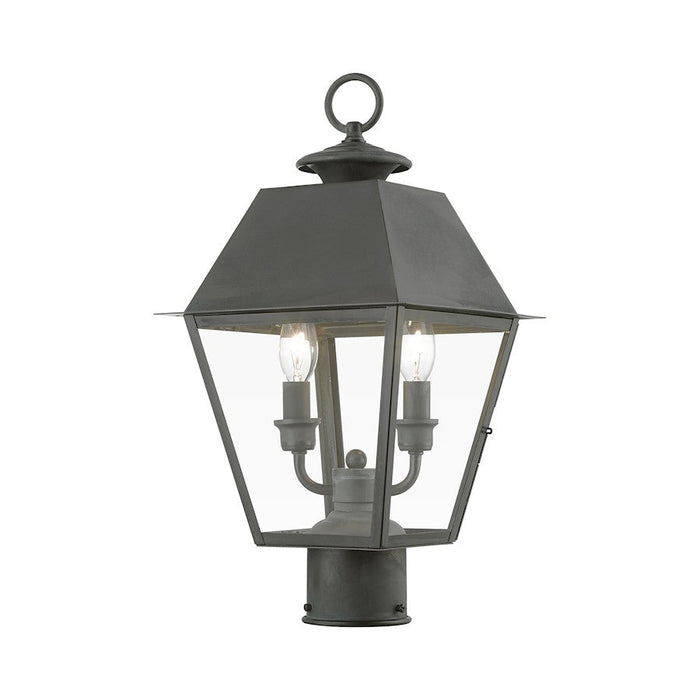 Livex Wentworth 2 Light Outdoor Medium Post Lantern, Charcoal/Clear - 27216-61