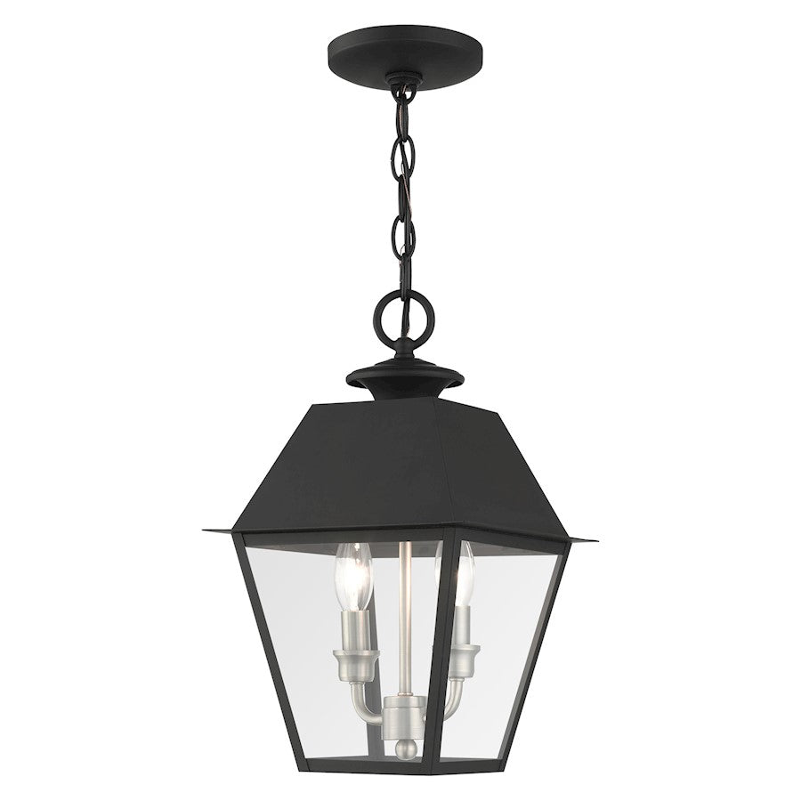 Livex Mansfield 2 Light Outdoor Pendant Lantern, Black - 27217-04