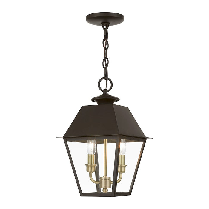 Livex Wentworth 2 Light Outdoor Medium Pendant Lantern, BZ/BS - 27217-07