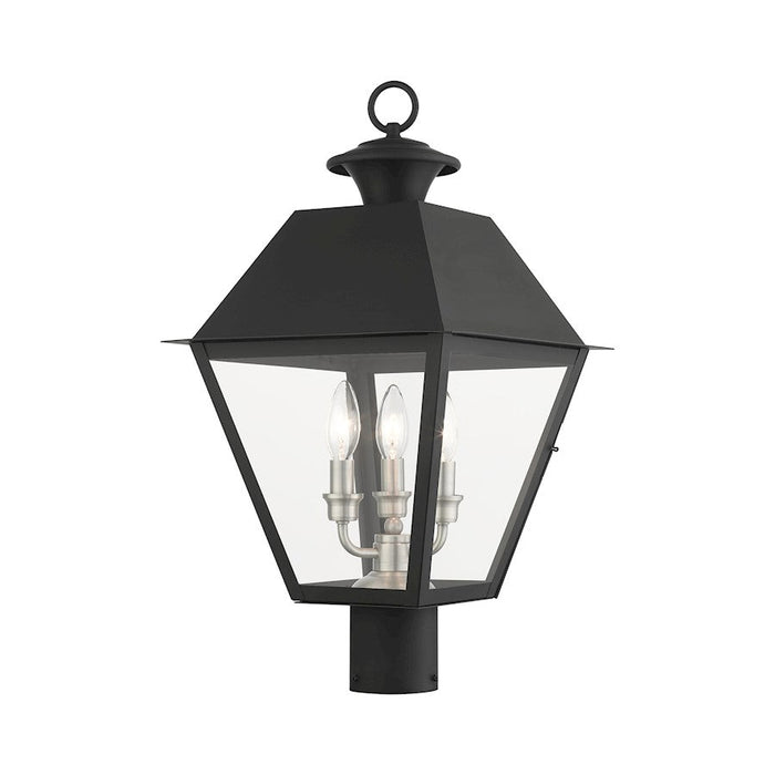 Livex Mansfield 3 Light Outdoor Post Top Lantern, Black - 27219-04