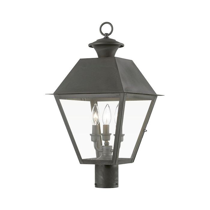 Livex Wentworth 3 Light Outdoor Large Post Lantern, Charcoal/Clear - 27219-61