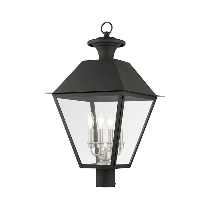 Livex Mansfield 4 Light Outdoor Post Top Lantern, Black - 27223-04