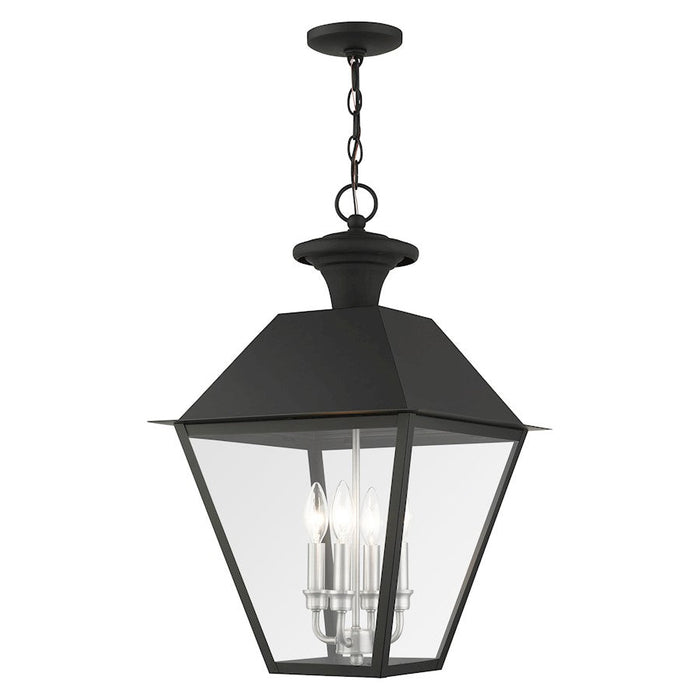 Livex Mansfield 4 Light Outdoor Pendant Lantern, Black - 27224-04