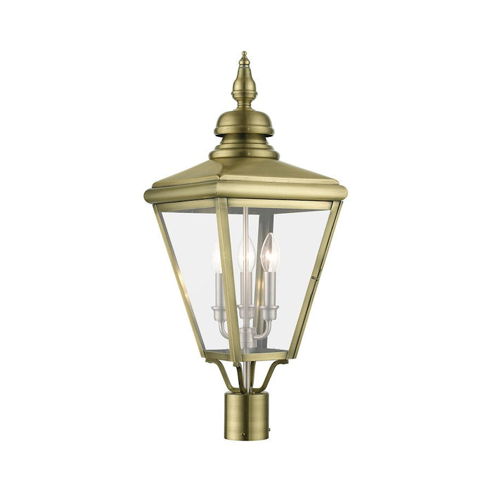 Livex Adams 3 Lt Outdoor Large Post Top Lantern, Brass/Nickel/Cluster - 27375-01