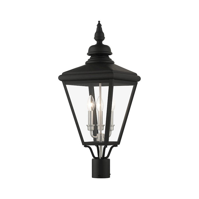 Livex Adams 3 Lt Outdoor Large Post Top Lantern, Black/Nickel/Cluster - 27375-04