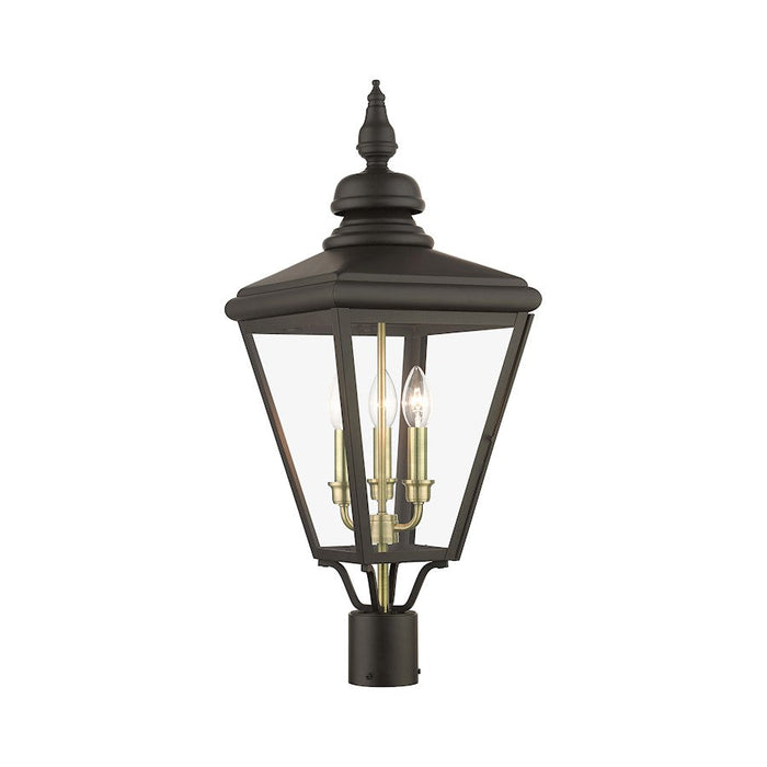 Livex Adams 3 Lt Outdoor Large Post Top Lantern, Bronze/Brass/Cluster - 27375-07