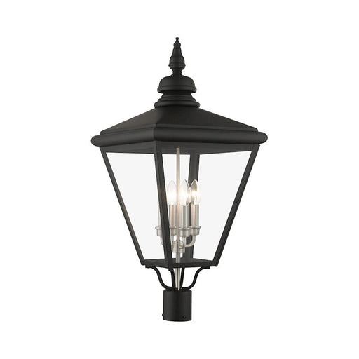 Livex Adams 4 Lt Outdoor XL Post Top Lantern, Black/Nickel/Cluster - 27376-04