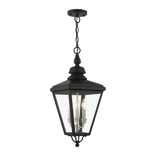 Livex Adams 3 Lt Outdoor Large Pendant Lantern, Black/Nickel/Cluster - 27377-04