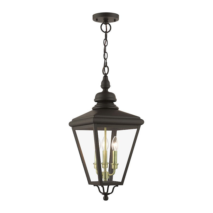 Livex Adams 3 Lt Outdoor Large Pendant Lantern, Bronze/Brass/Cluster - 27377-07