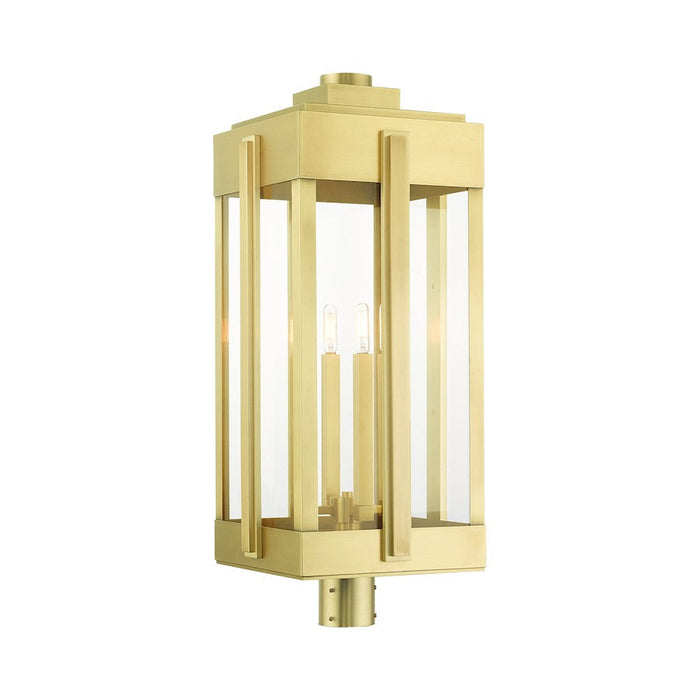 Livex Lexington 4 Light Outdoor Post Top Lantern, Natural Brass - 27719-08