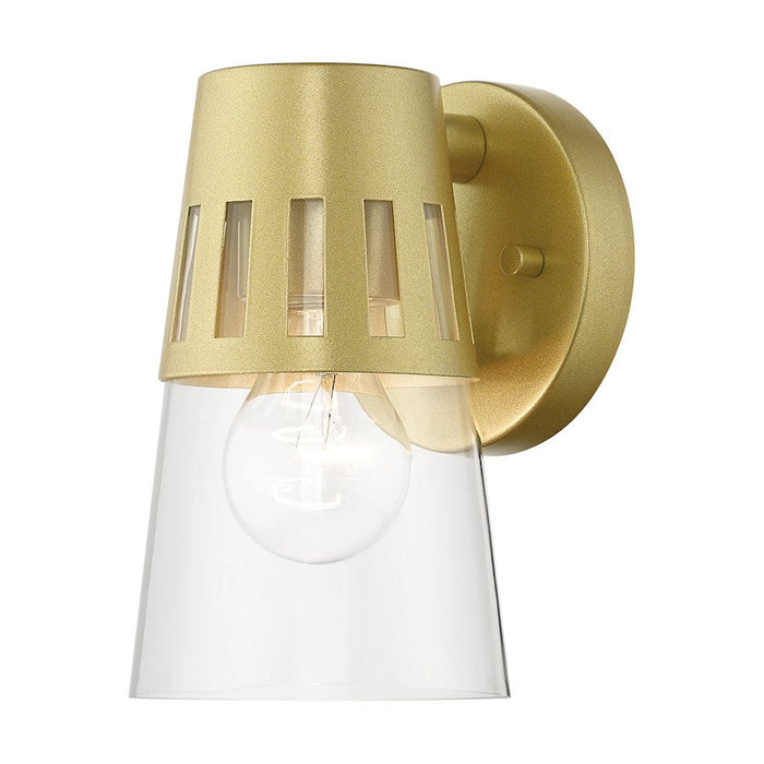 Livex Covington 1 Lt Outdoor Small Wall Lantern, Gold/Hand Blown - 27971-33