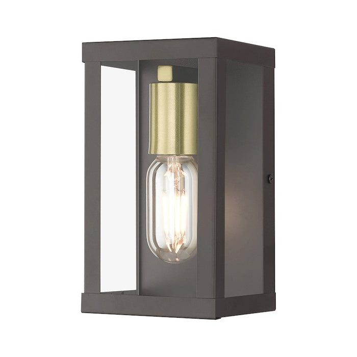 Livex Gaffney 1 Light Outdoor Small Wall Lantern, Bronze/Gold/Clear - 28031-07