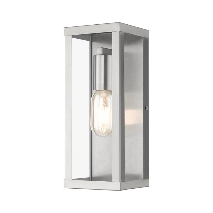 Livex Gaffney 1 Light Outdoor ADA Medium Wall Lantern, Nickel/Clear - 28032-91