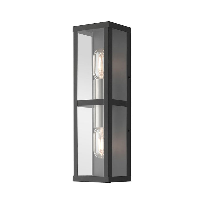 Livex Gaffney 2 Lt Outdoor ADA Wall Lantern, Black/Nickel/Clear - 28033-04