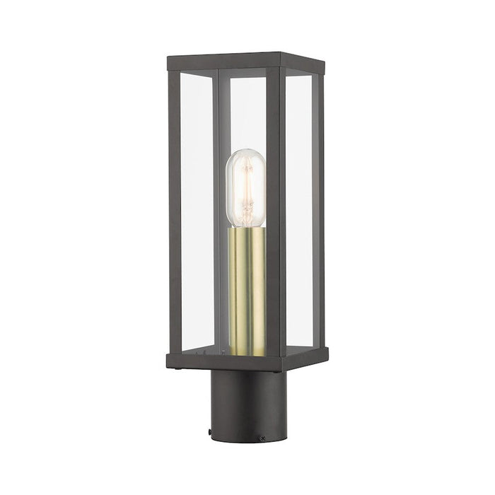 Livex Gaffney 1 Light Outdoor Post Top Lantern, Bronze/Gold/Clear - 28034-07