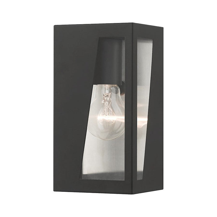 Livex Forsyth 1 Lt Outdoor Small Wall Lantern, Black/Nickel/Clear - 28931-04