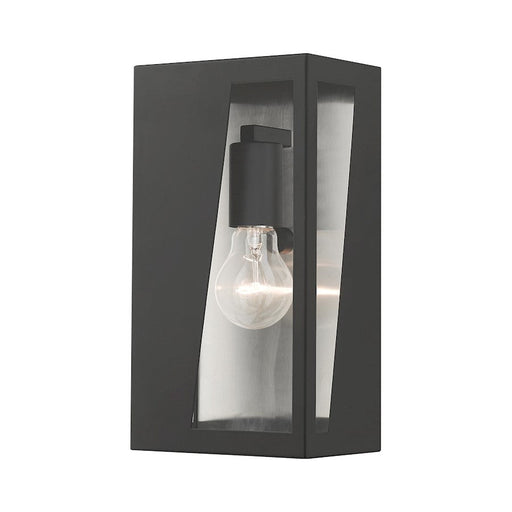 Livex Forsyth 1 Lt Outdoor Med ADA Wall Lantern, Black/Nickel/Clear - 28932-04