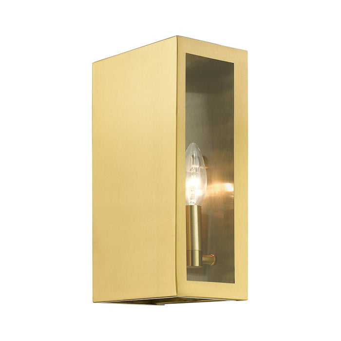 Livex Winfield 2 Light Outdoor ADA Medium Sconce, Satin Gold/Clear - 29122-32