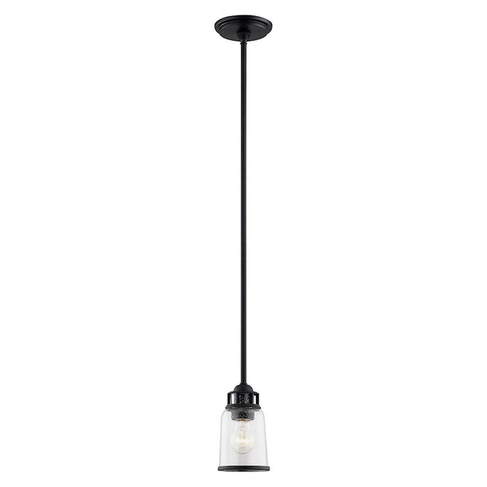 Livex Lawrenceville 1 Light Pendant, Black/Hand Blown Clear Seeded - 40021-04