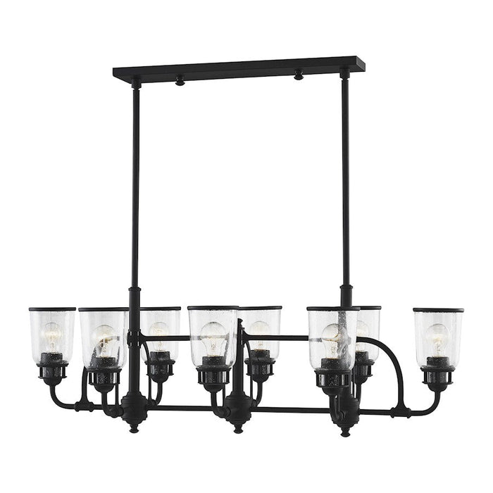 Livex Lawrenceville 8 Light Chandelier, Black/Hand Blown Clear Seeded - 40028-04