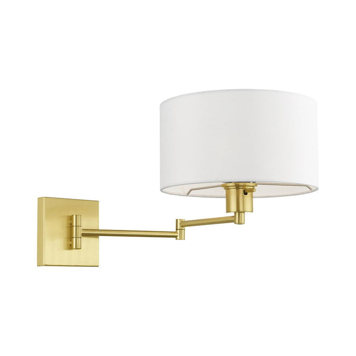 Livex Swing Arm Wall Lamps 1 Light Swing Arm Wall Lamp, Brass/Off White