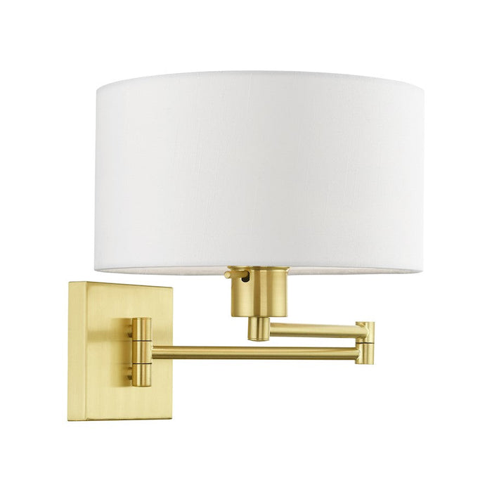 Livex Swing Arm Wall Lamps 1 Light Swing Arm Wall Lamp, Brass/Off White