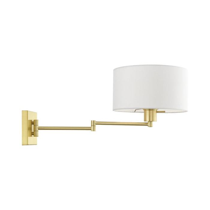 Livex Swing Arm Wall Lamps 1 Light Swing Arm Wall Lamp, Brass/Off White