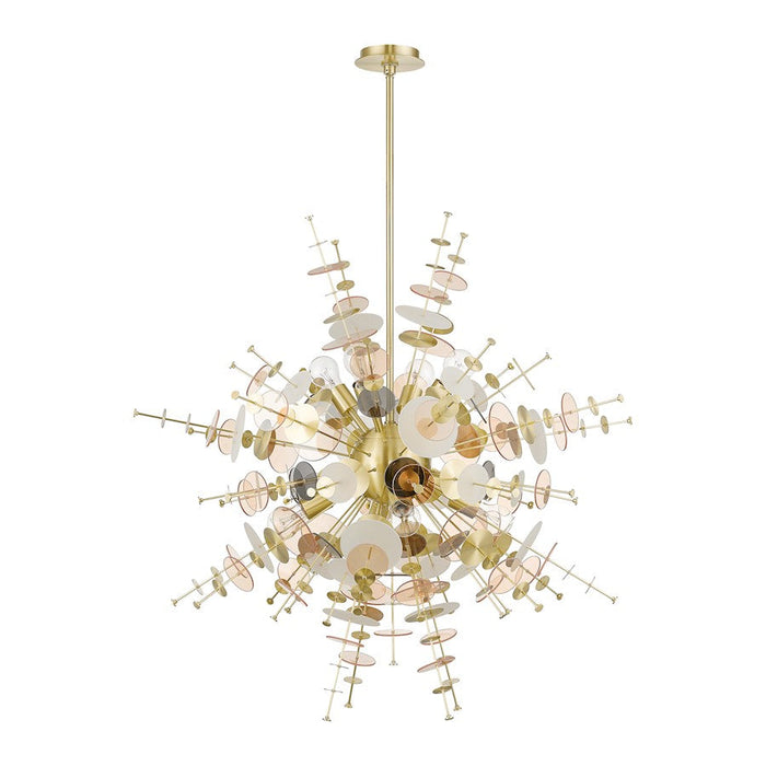 Livex Circulo 8 Lt Large Pendant Chandelier, Brass/Geometric Discs - 40077-12