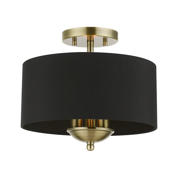 Livex Huntington 3 Light Semi-Flush Mount, Brass/Black - 40111-01