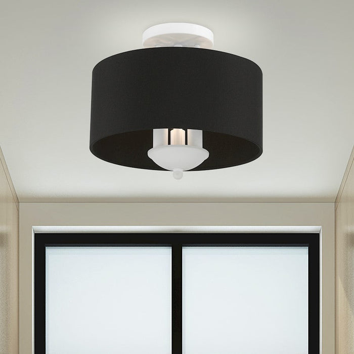 Livex Huntington 3 Light Semi-Flush Mount, Black