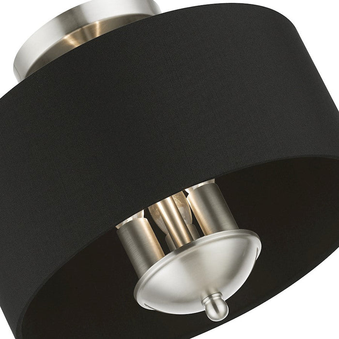 Livex Huntington 3 Light Semi-Flush Mount, Black