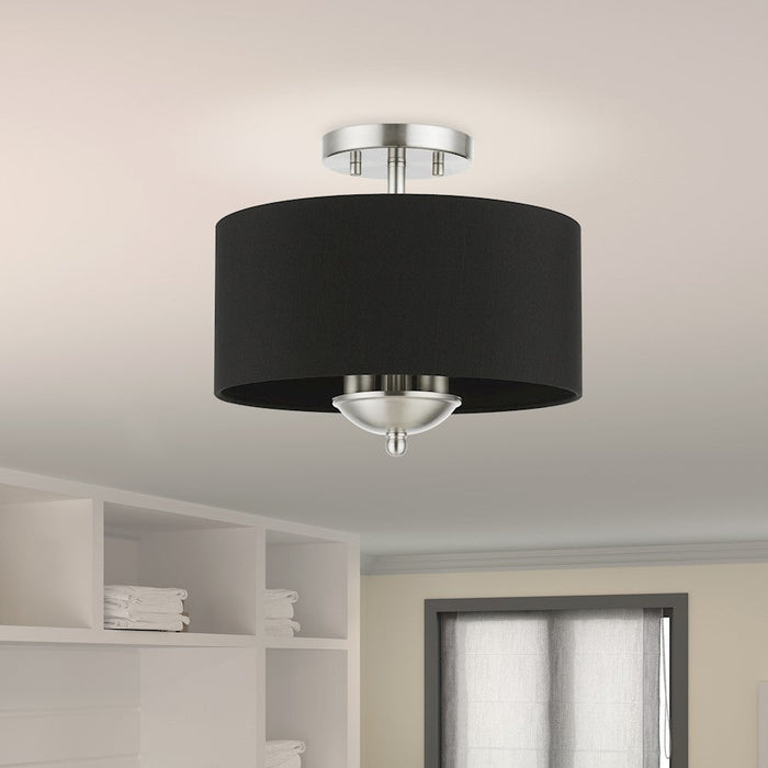 Livex Huntington 3 Light Semi-Flush Mount, Black