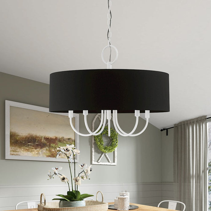 Livex Huntington 5 Light Pendant Chandelier, Black