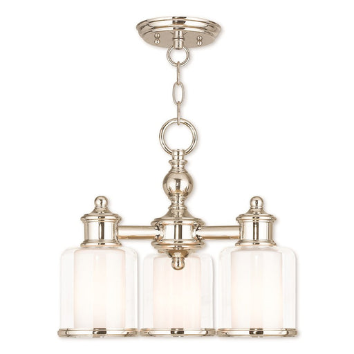 Livex Middlebush 3 LT Conv Mini Chandelier/Ceiling, Nickel/Clear/Opal - 40203-35