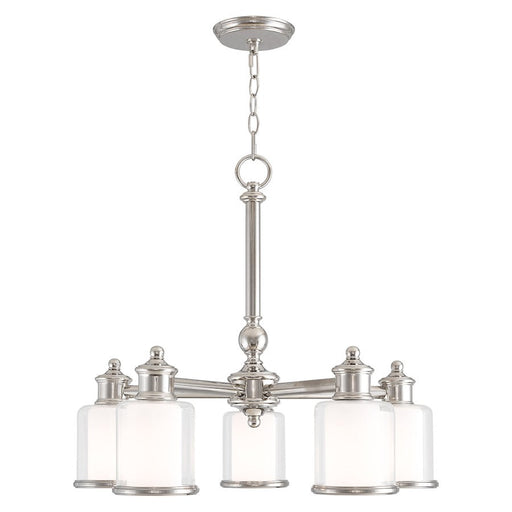 Livex Middlebush 5 Light Dinette Chandelier, P Nickel/Clear/Opal - 40204-35