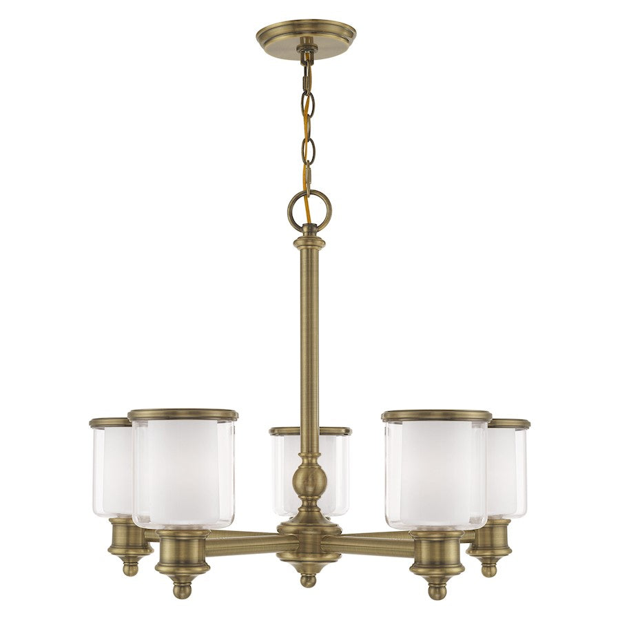 Livex Lighting Middlebush 5 Light Chandelier, Antique Brass