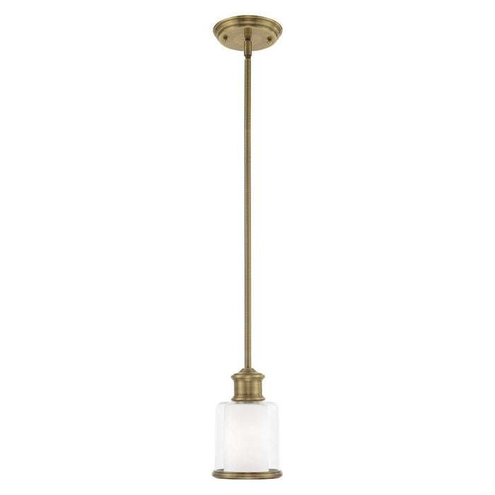 Livex Lighting Middlebush 1 Light Mini Pendant, Antique Brass