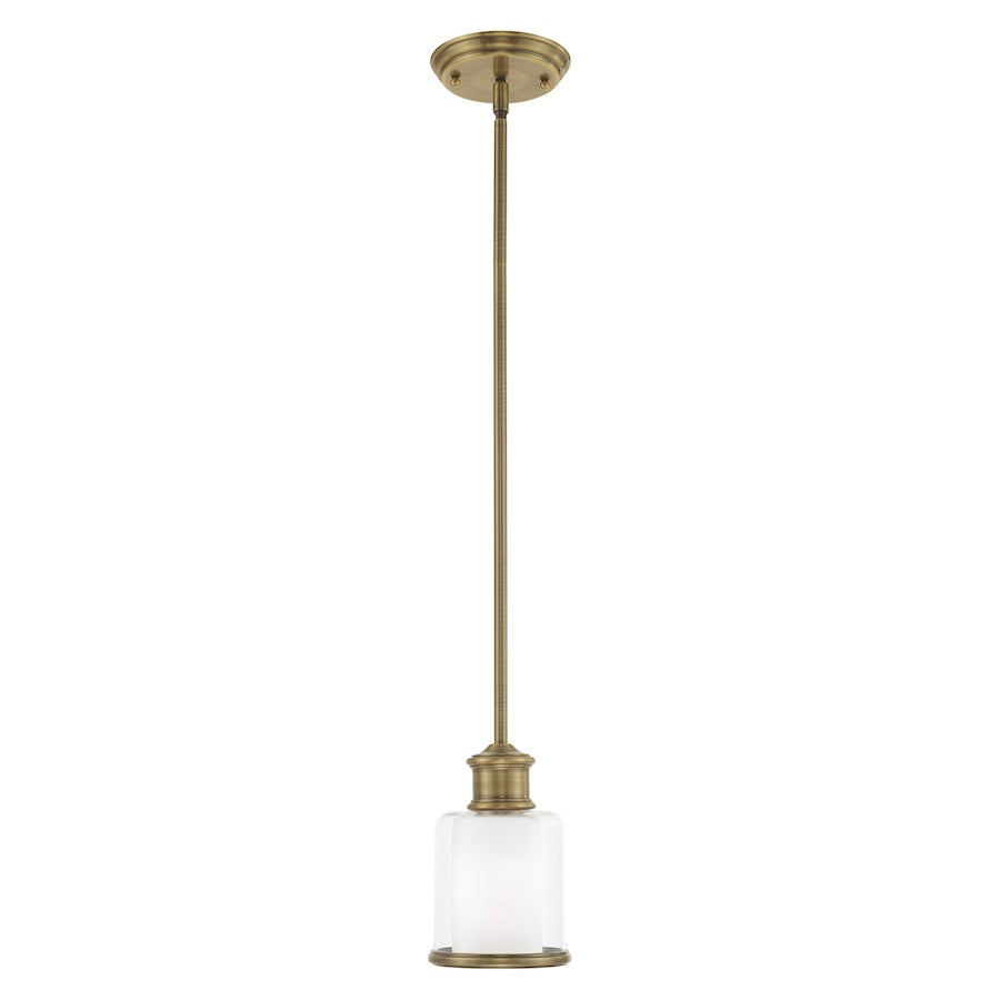 Livex Lighting Middlebush 1 Light Mini Pendant, Antique Brass