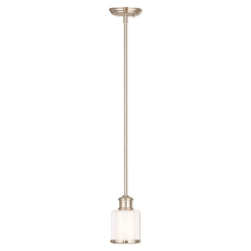 Livex Middlebush 1 Light Mini Pendant, B Nickel/Clear/Opal - 40210-91