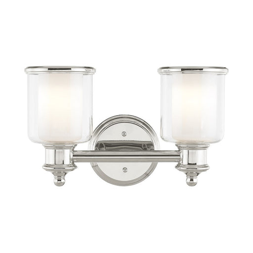 Livex Middlebush 2 Light Bath Vanity, P Nickel/Clear/Opal - 40212-35