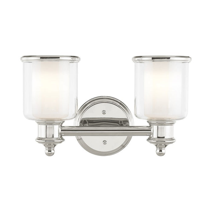 Livex Middlebush 2 Light Bath Vanity, P Nickel/Clear/Opal - 40212-35