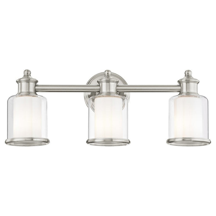 Livex Middlebush 3 Light Bath Vanity, B Nickel/Clear/Opal - 40213-91