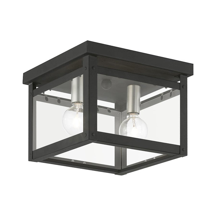 Livex Milford 2 Light Square Flush Mount, Black/Nickel/Candles/Clear - 4031-04