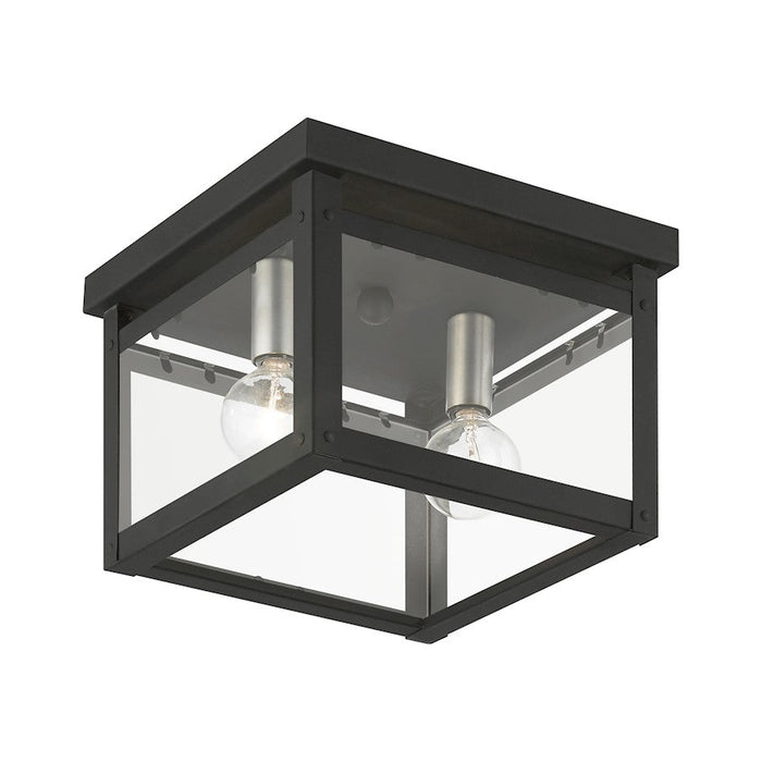 Livex Milford Square Flush Mount, Black/Nickel/Candles/Clear