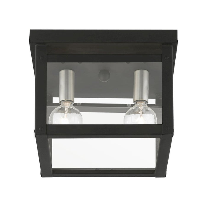 Livex Milford Square Flush Mount, Black/Nickel/Candles/Clear